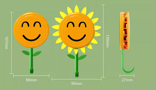 Smiley Sunflower Wall Hooks (Set of 4) — Instant Cheer for Any Space