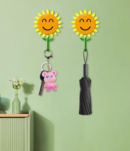 Smiley Sunflower Wall Hooks (Set of 4) — Instant Cheer for Any Space