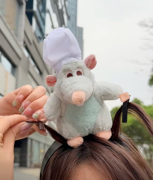 Funny Rat Chef Plush Headband – Adorable Cartoon Hair Clip for Daily Fun & Social Media Moments
