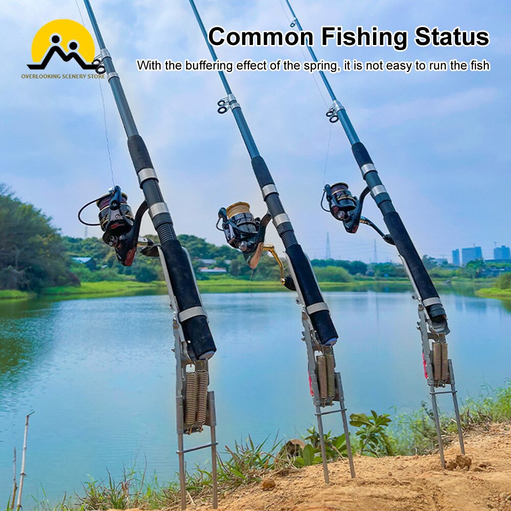 Fishing Rod Holder Foldable Automatic Double Spring Angle Fishing Pole Tackle Bracket Anti-Rust Fishing Pole Stand Fish Tackle