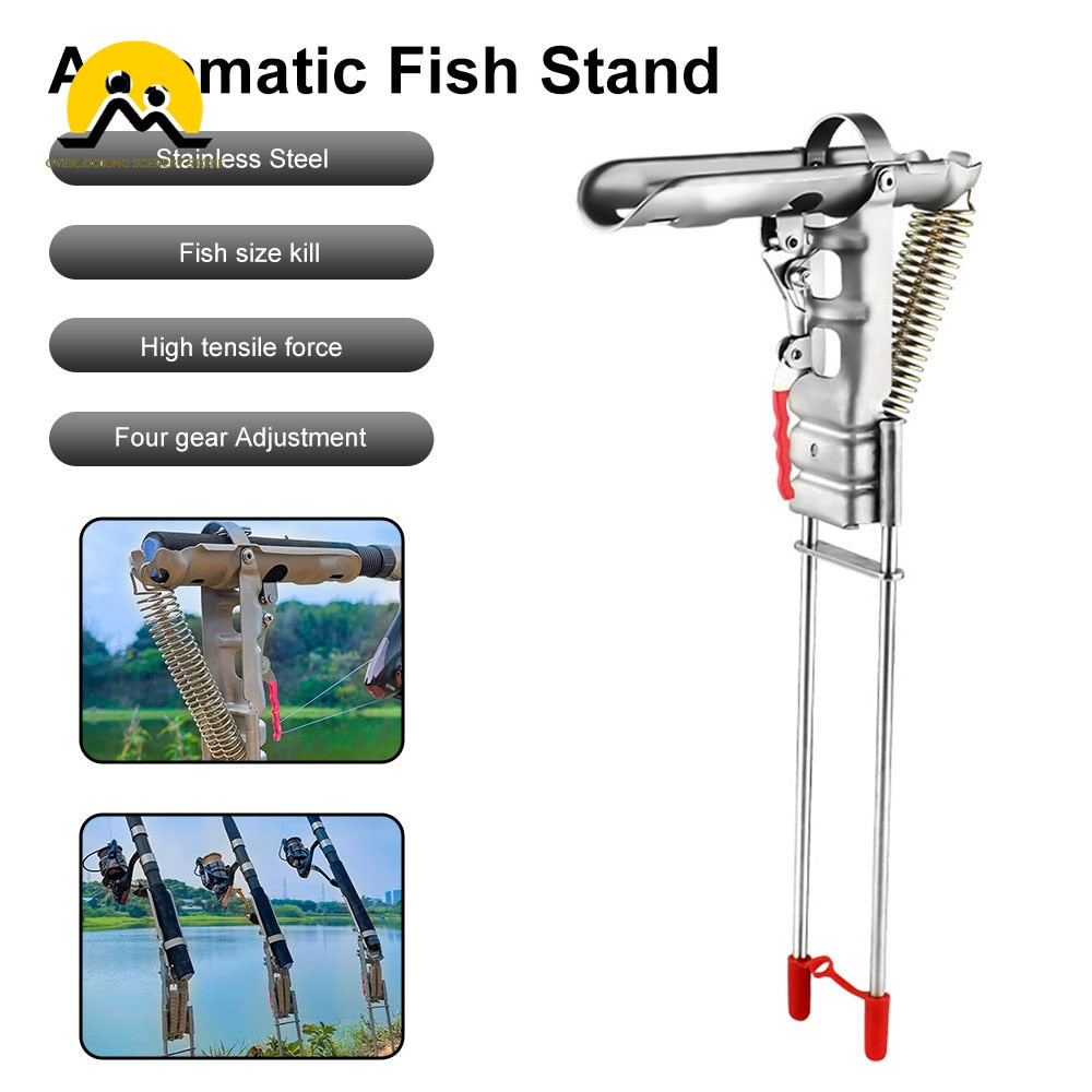 Fishing Rod Holder Foldable Automatic Double Spring Angle Fishing Pole Tackle Bracket Anti-Rust Fishing Pole Stand Fish Tackle