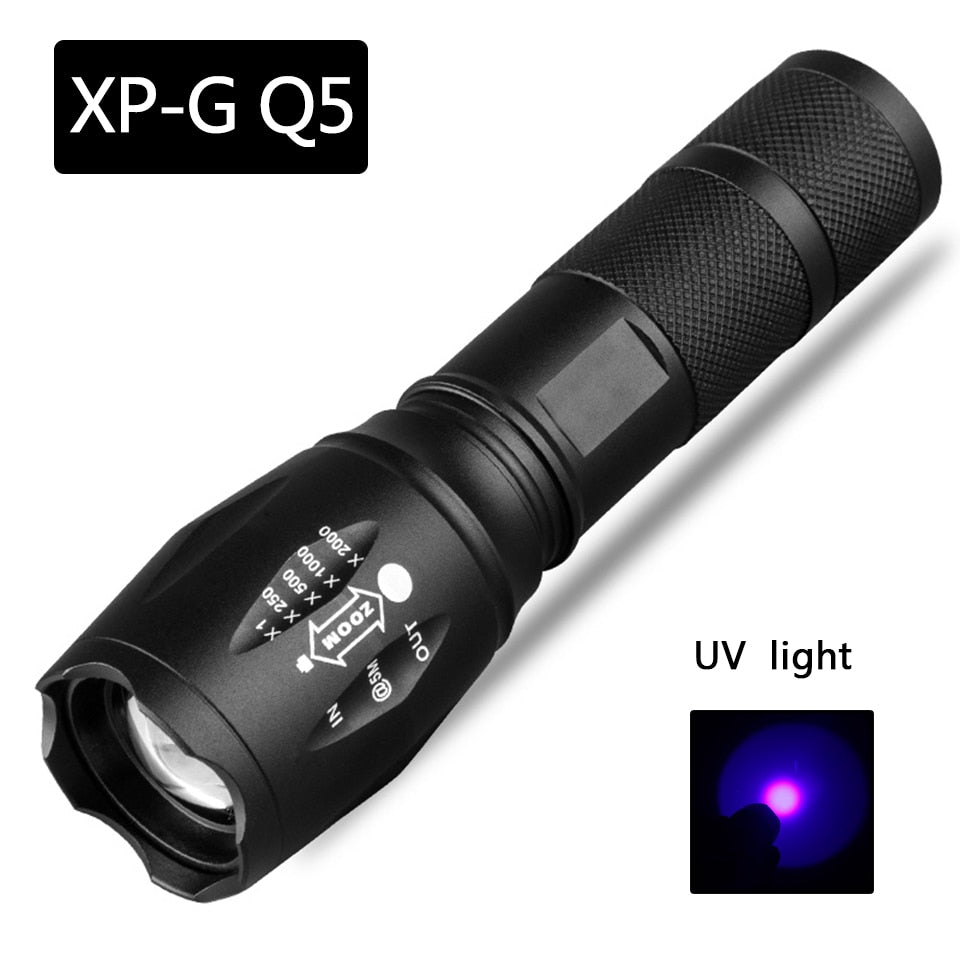 XM-L2 U3 T6 Tactical Led Flashlight Zoomable Waterproof Torch White Yellow Red Green Blue 6 Colors Uv Light Lantern for Camping