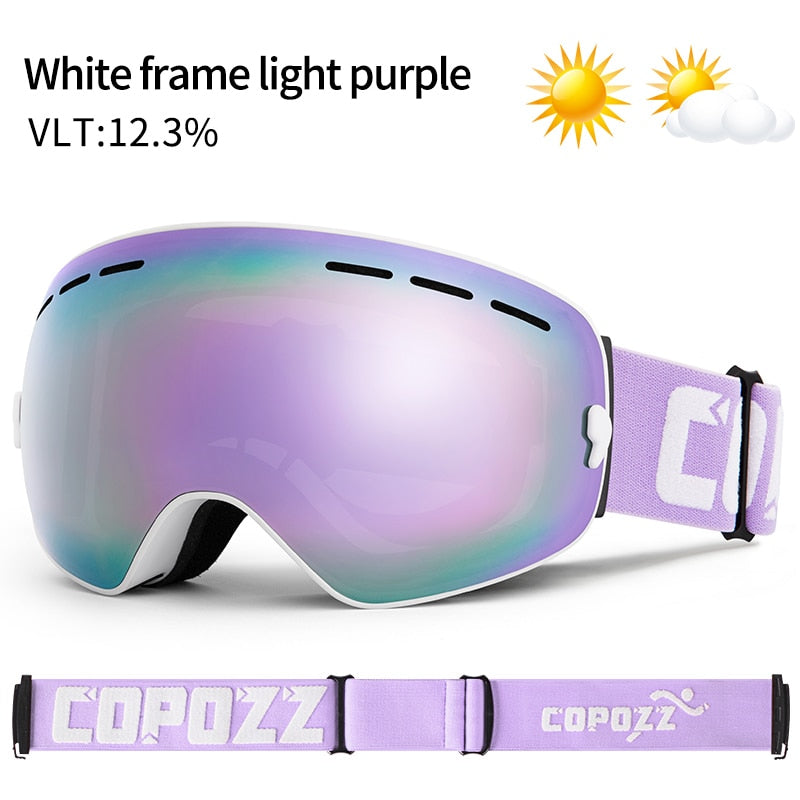 COPOZZ Brand Professional Ski Goggles Double Layers Lens Anti-fog UV400 Big Ski Glasses Skiing Snowboard Men Women Snow Goggles