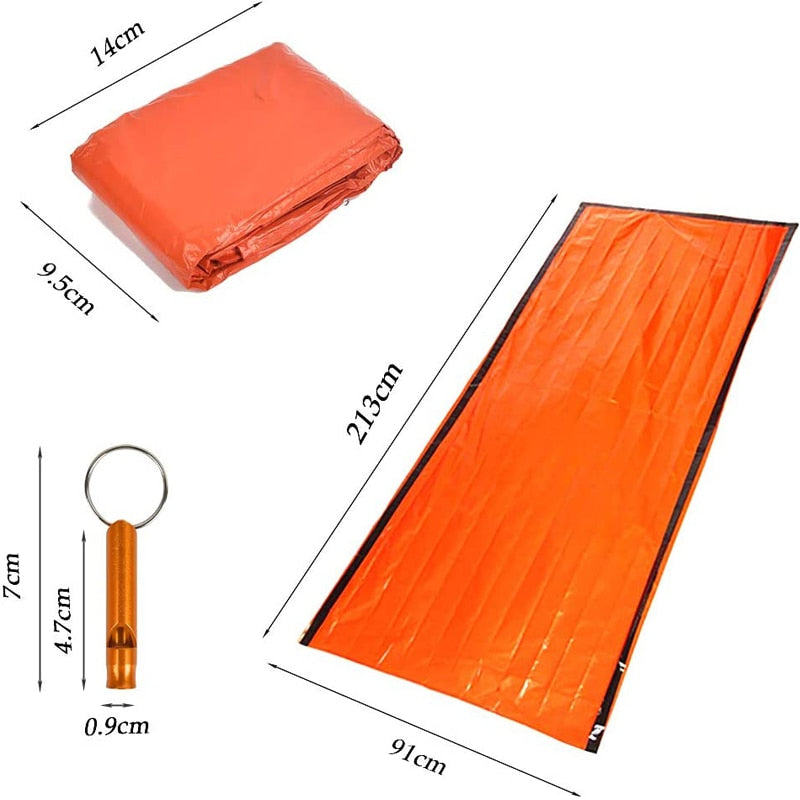 Emergency Rescue Thermal Blanket Reusable Survival Sleeping Bag Portable Waterproof Bivvy Sack for Outdoor Camping Hiking