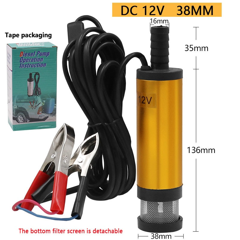 12V DC Diesel Fuel Water Oil Car Camping Fishing Submersible Transfer Pump