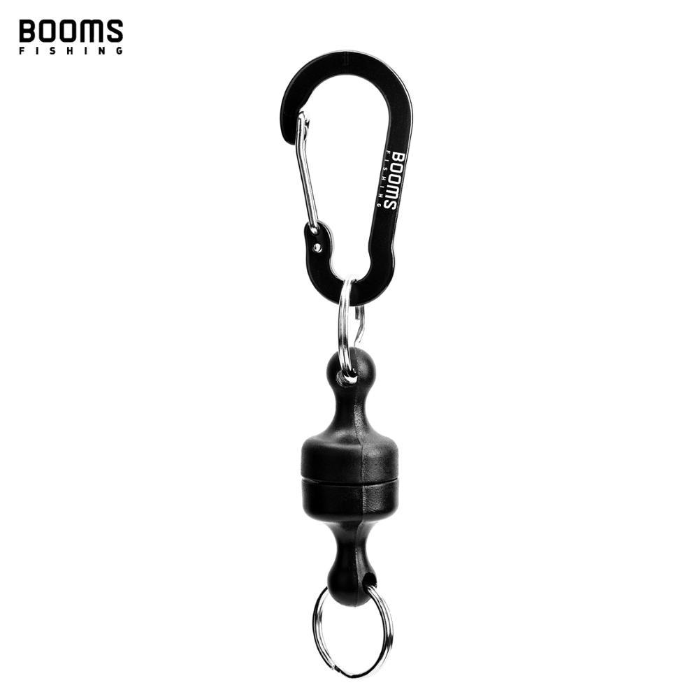 Booms Fishing MRC Magnetic Release Clip Net Holder with Fishing Tool Coiled Lanyard 1.5m Black