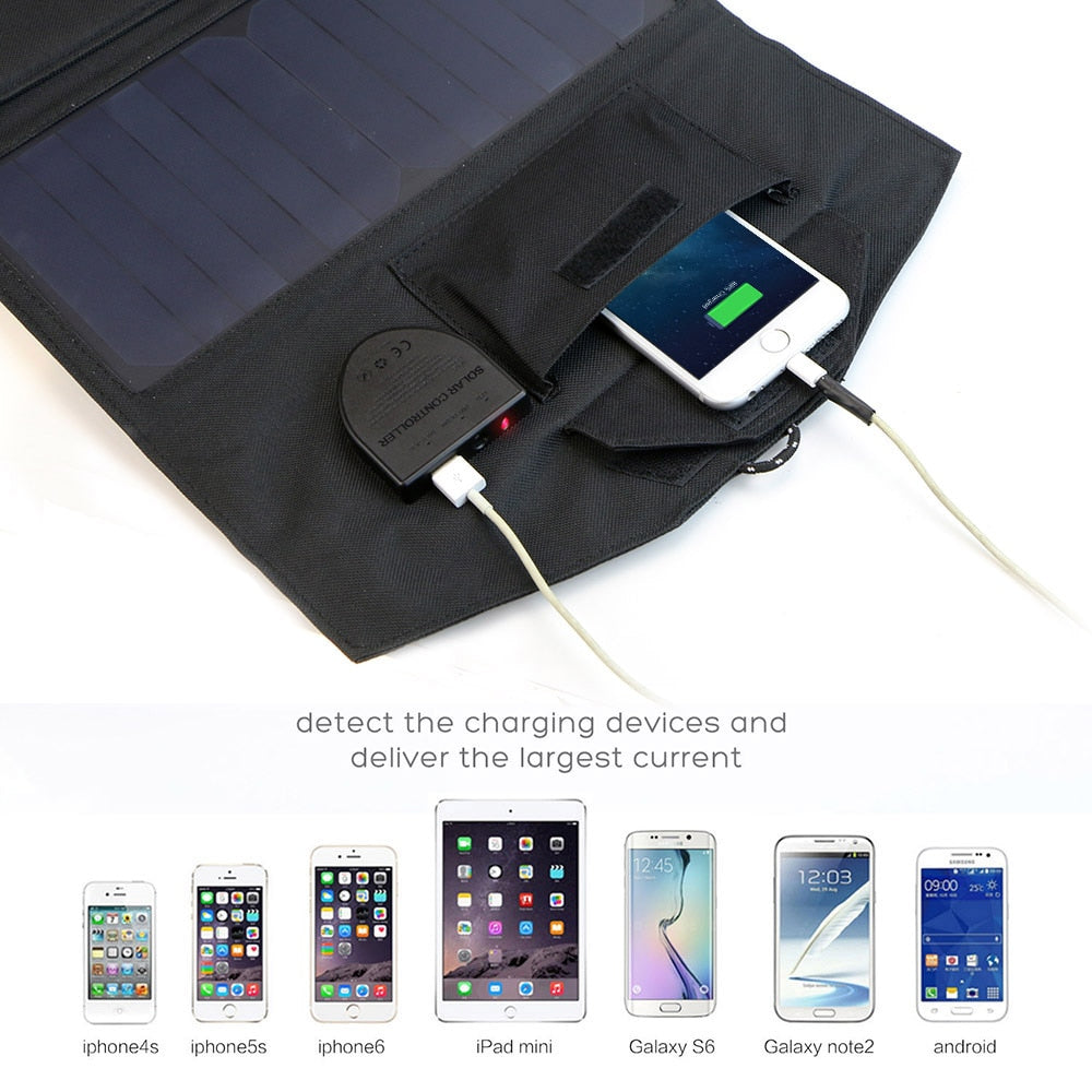 ALLPOWERS Flexible Foldable Solar Panel 5V 18V High Efficience Solar Battery Charger 21W Solar Phone Charger for Travel Iphone