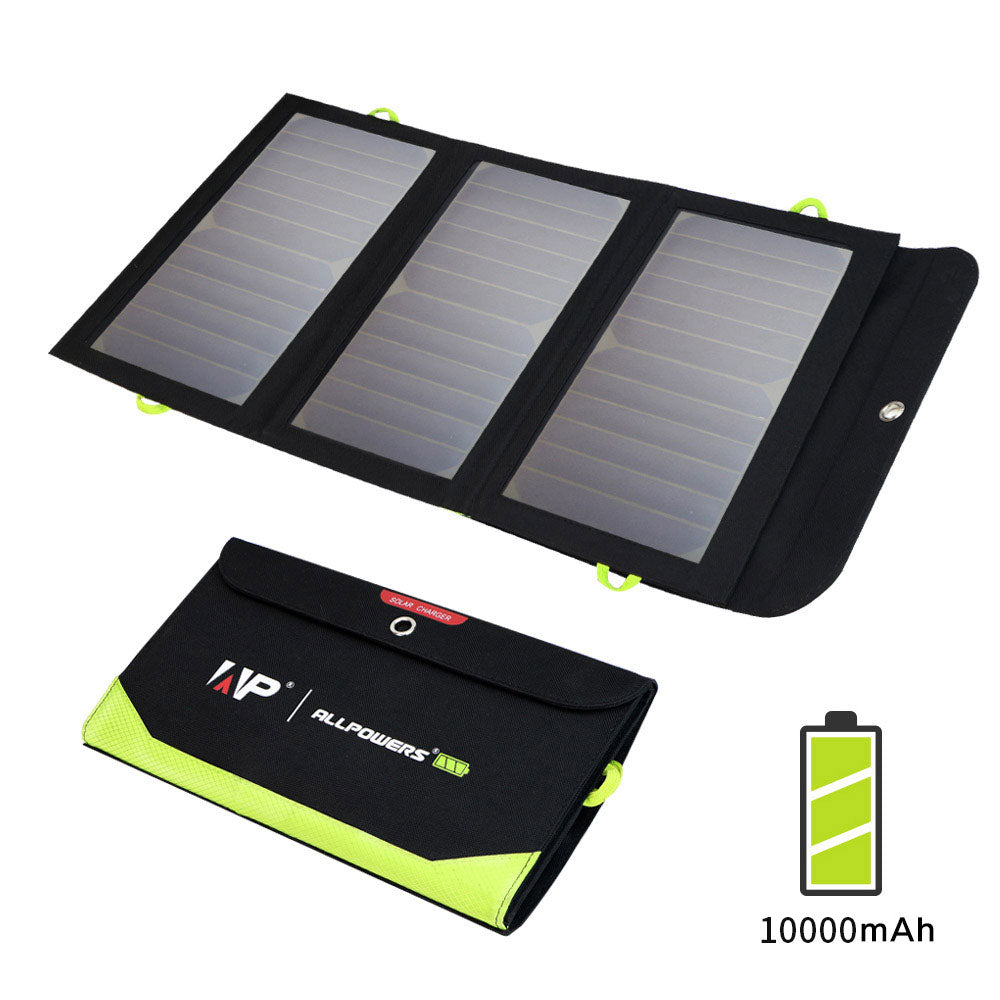 ALLPOWERS Flexible Foldable Solar Panel 5V 18V High Efficience Solar Battery Charger 21W Solar Phone Charger for Travel Iphone