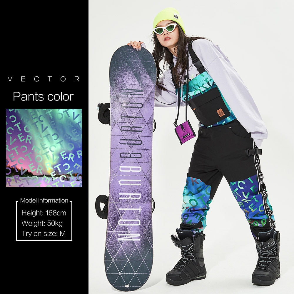 VECTOR  Men Women Ski Ski Jacket Ski Pants Bib Overalls Winter Warm Windproof Waterproof Outdoor Sports Snowboard