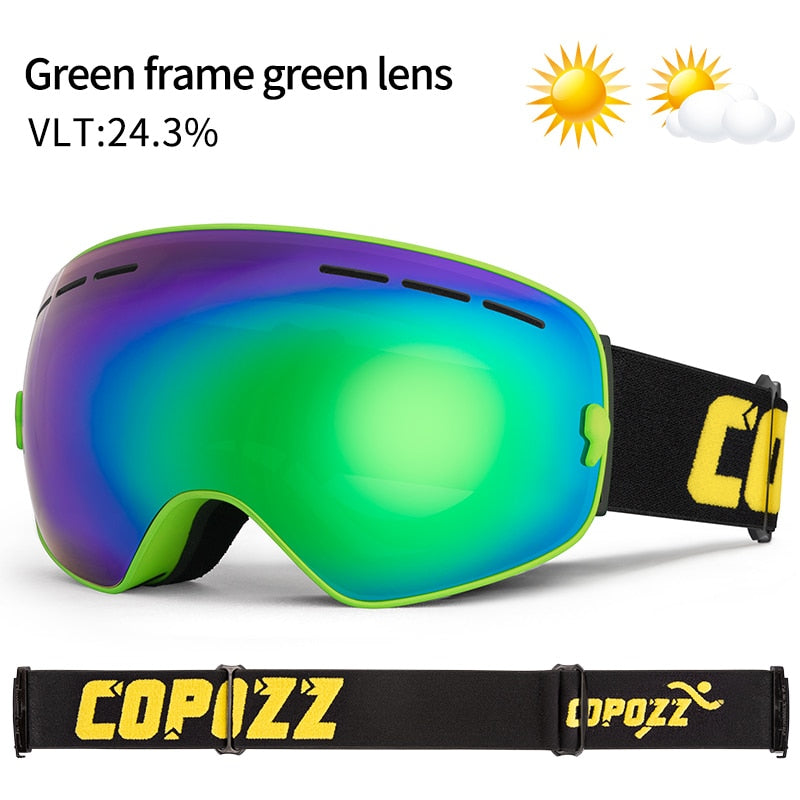 COPOZZ Brand Ski Goggles Double Layers UV400 Anti-fog Big Ski Glasses Skiing Mask Snowboard Men Women Snow Goggles GOG-201 Pro