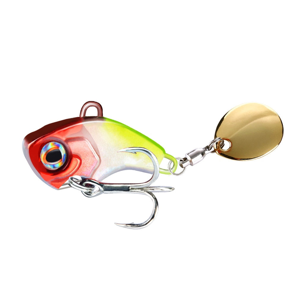 1PCS Rotating Metal VIB 9g/13g/16g/22g Wobbler Fishing Lure Sequins Tail Spinner Sinking Baits Spoon Crankbait  Fishing Tackle