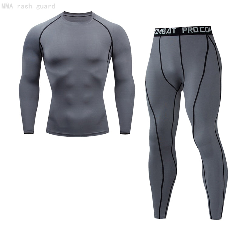 Compression underwear Men&#39;s Winter Thermal underwear MMA 3D wolf Bodybuilding T-Shirt Rashgarda leggings 2 piece tracksuit Men