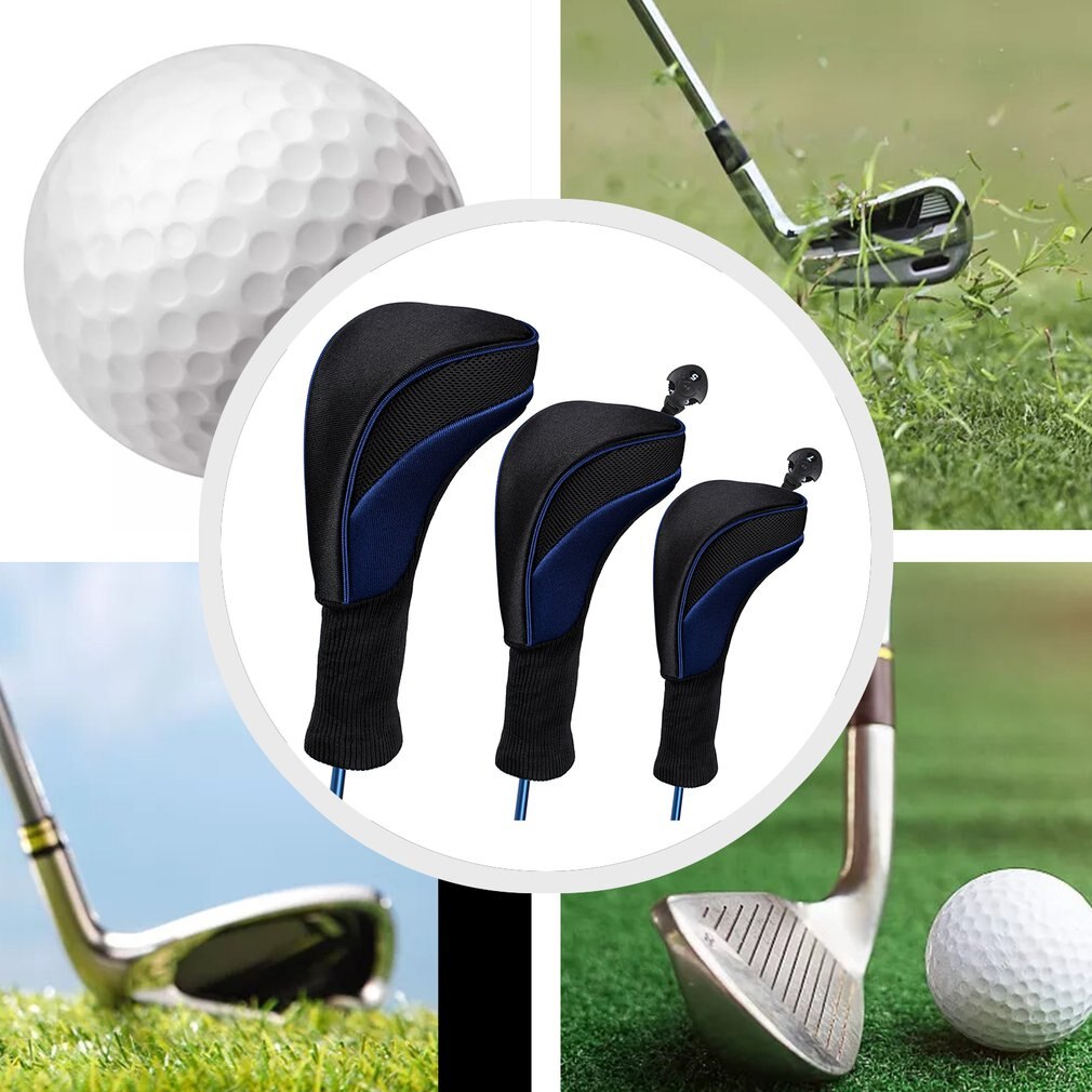 3pcs Golf Club Head Covers Woods  Driver Long Interchangeable 1 3 5 7 Driver Fairway Hybrid Golf Putter Cover Headcovers