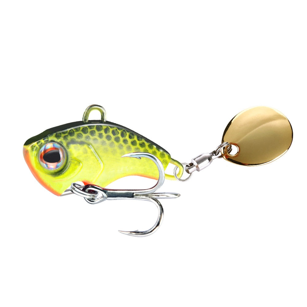 1PCS Rotating Metal VIB 9g/13g/16g/22g Wobbler Fishing Lure Sequins Tail Spinner Sinking Baits Spoon Crankbait  Fishing Tackle