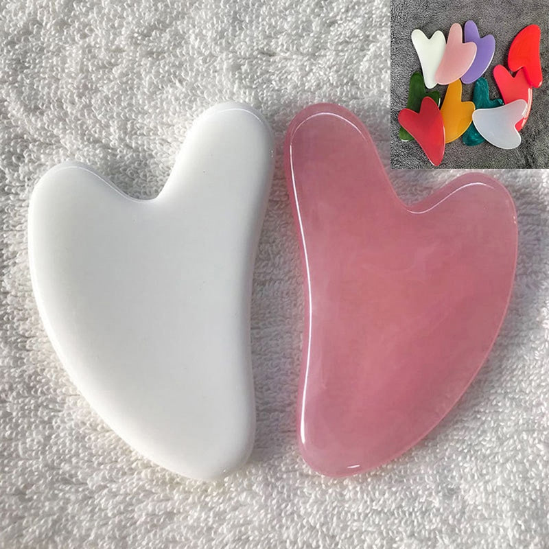 1pc Heart Shape SPA Massage Resin Gua Sha Scraping Massage Scraper Face Massager Acupuncture Guasha Board Massager for Face Tool