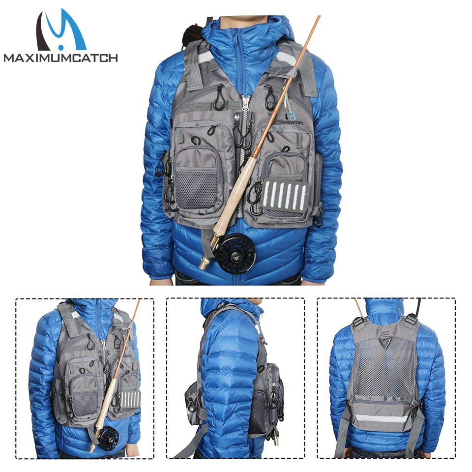 Maximumcatch Fly Fishing Vest Adjustable Mutil-Pocket Packs &amp; Detachable Cushion Fishing Vest