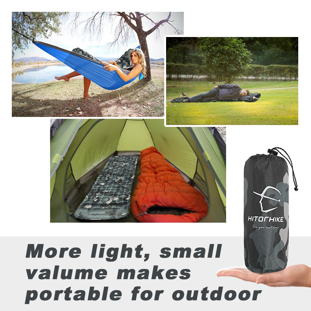 Outdoor Sleeping Pad Camping Inflatable Mattress with Pillows Travel Mat Folding Bed Ultralight Air Cushion Hiking Trekking