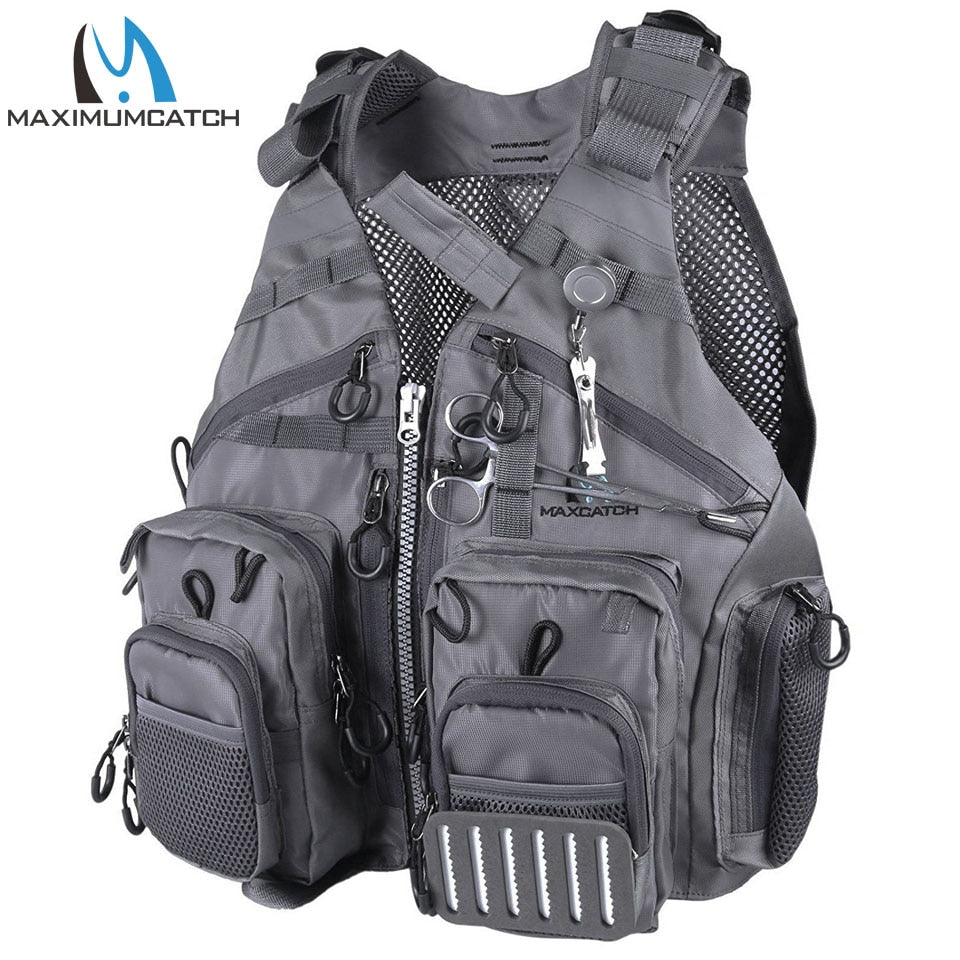 Maximumcatch Fly Fishing Vest Adjustable Mutil-Pocket Packs &amp; Detachable Cushion Fishing Vest