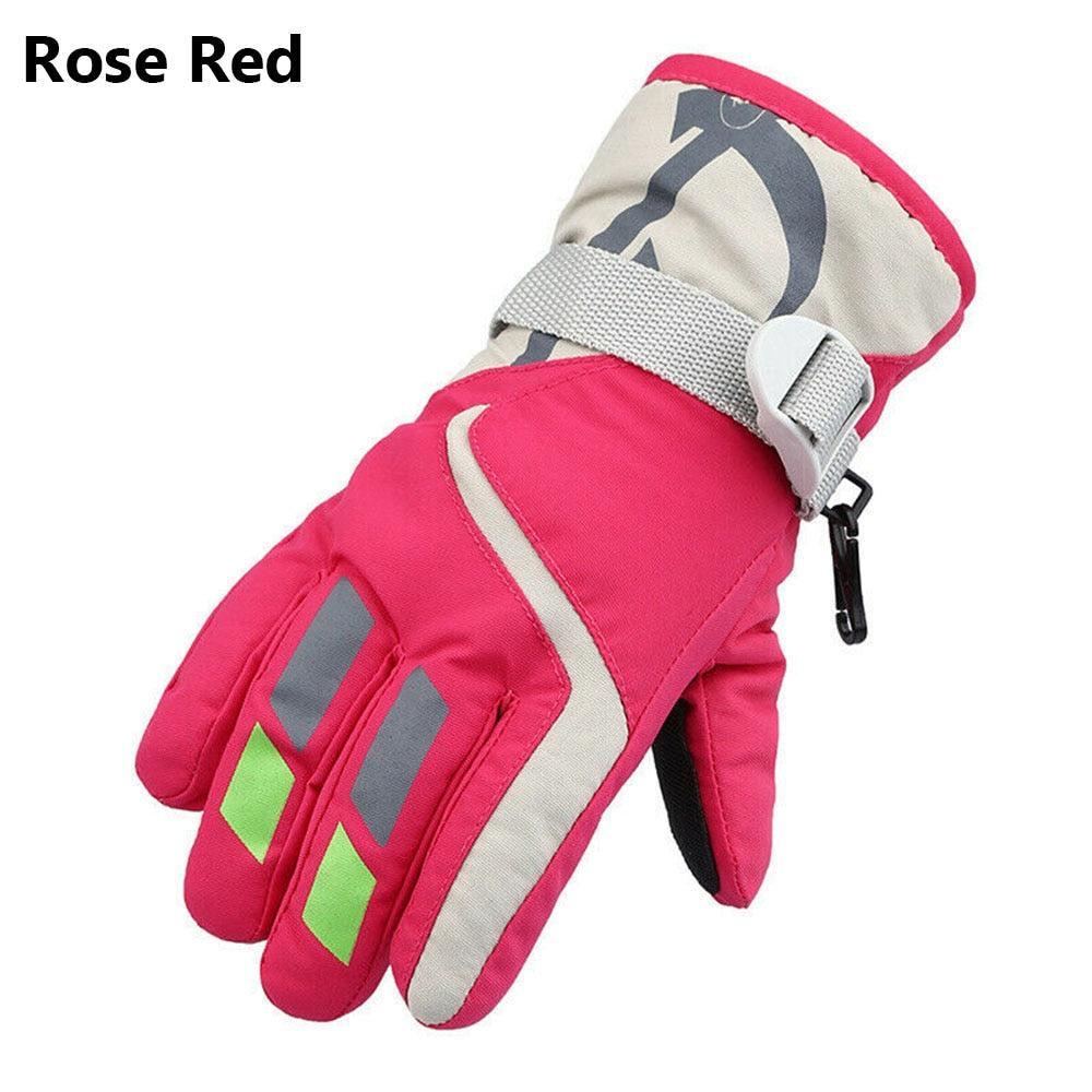 Thermal Ski Gloves Children Kids Winter Fleece Waterproof Warm Child Snowboard Snow Gloves 3 Fingers for Skiing Riding перчатки