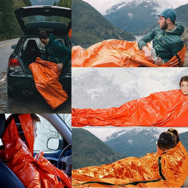 Emergency Rescue Thermal Blanket Reusable Survival Sleeping Bag Portable Waterproof Bivvy Sack for Outdoor Camping Hiking