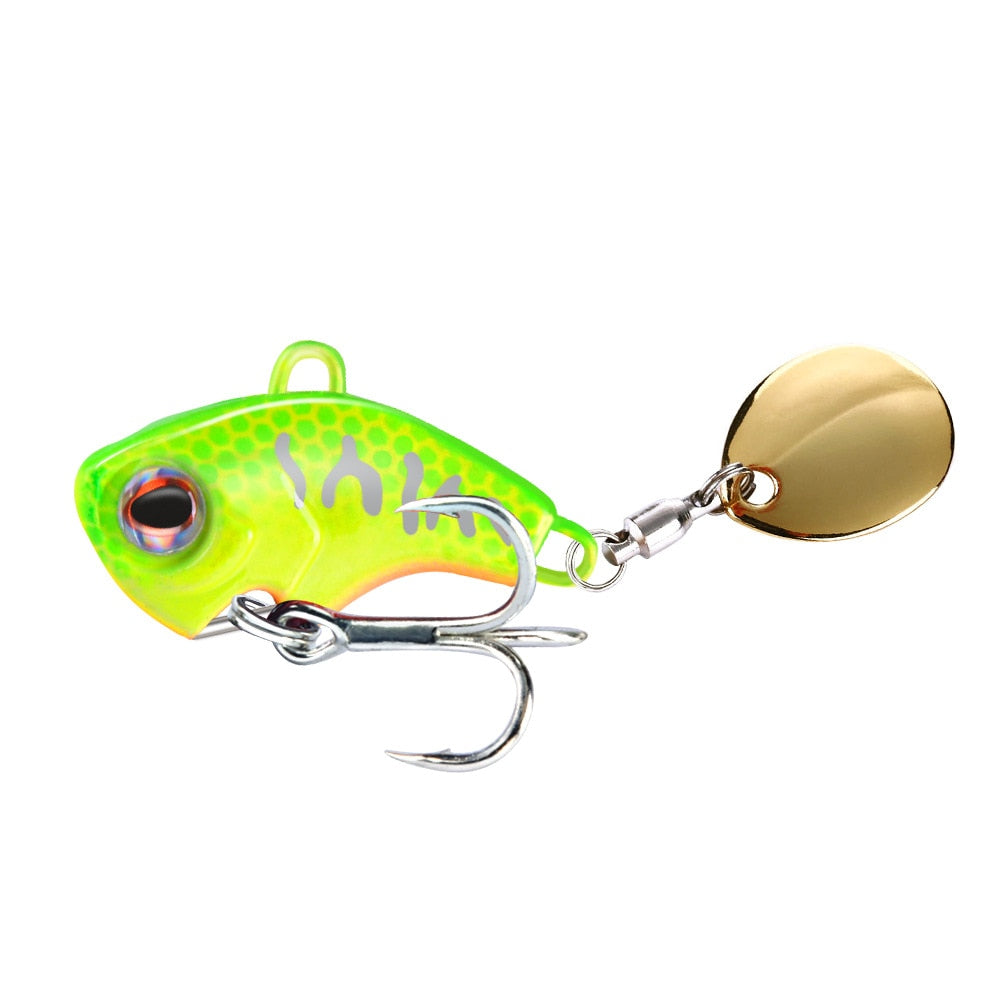 1PCS Rotating Metal VIB 9g/13g/16g/22g Wobbler Fishing Lure Sequins Tail Spinner Sinking Baits Spoon Crankbait  Fishing Tackle