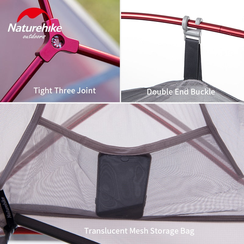 Naturehike Cloud Up Outdoor Camping Tent Ultralight 1 2 3 man 20D Silica Gel Single Double Persons Tent Hiking With Free Mat