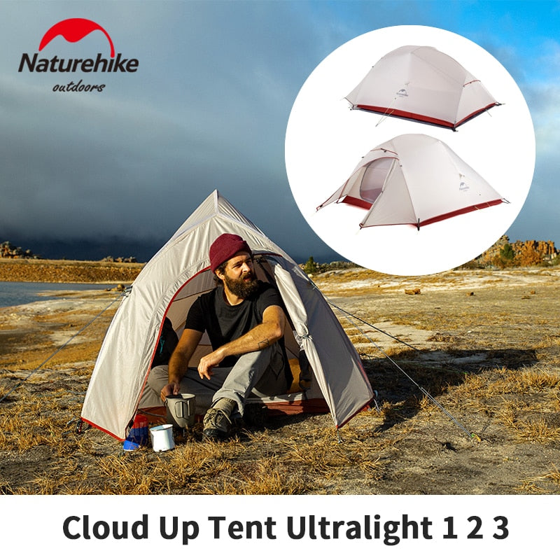 Naturehike Cloud Up Outdoor Camping Tent Ultralight 1 2 3 man 20D Silica Gel Single Double Persons Tent Hiking With Free Mat