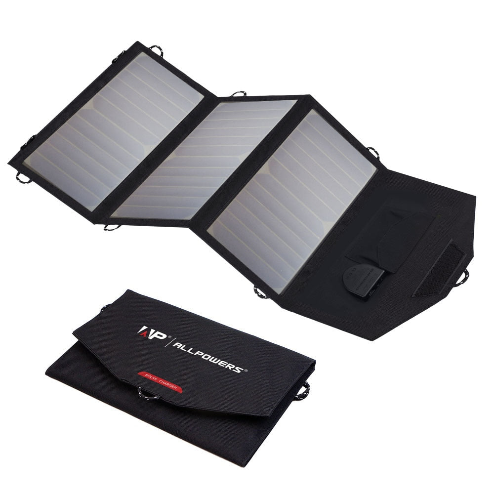 ALLPOWERS Flexible Foldable Solar Panel 5V 18V High Efficience Solar Battery Charger 21W Solar Phone Charger for Travel Iphone