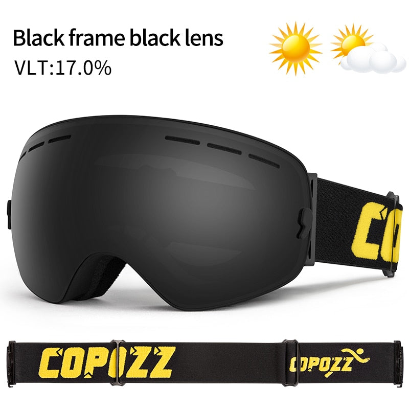 COPOZZ Brand Ski Goggles Double Layers UV400 Anti-fog Big Ski Glasses Skiing Mask Snowboard Men Women Snow Goggles GOG-201 Pro