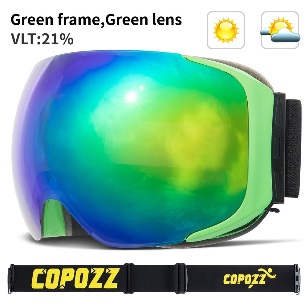 COPOZZ Magnetic Ski Goggles with Quick-Change Lens and Case Set 100% UV400 Protection Anti-fog Snowboard Goggles for Men &amp; Women