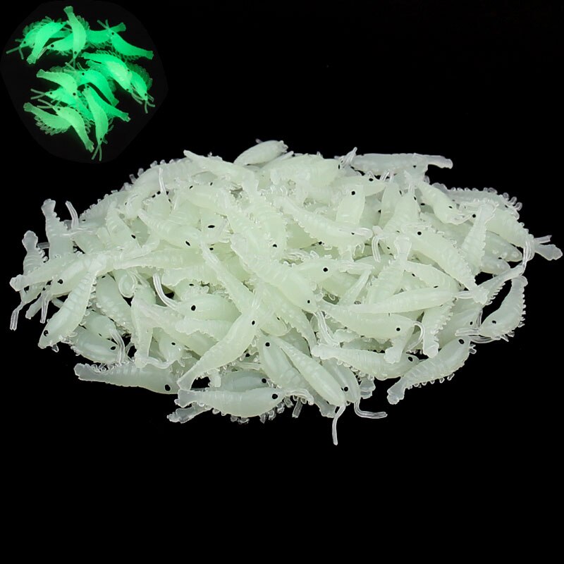 New Design 100pcs Soft Silicone  Shrimp Fishing Lures 2.7cm Small Light Green Freshwater camping pesca Fishing Shrimp Bait