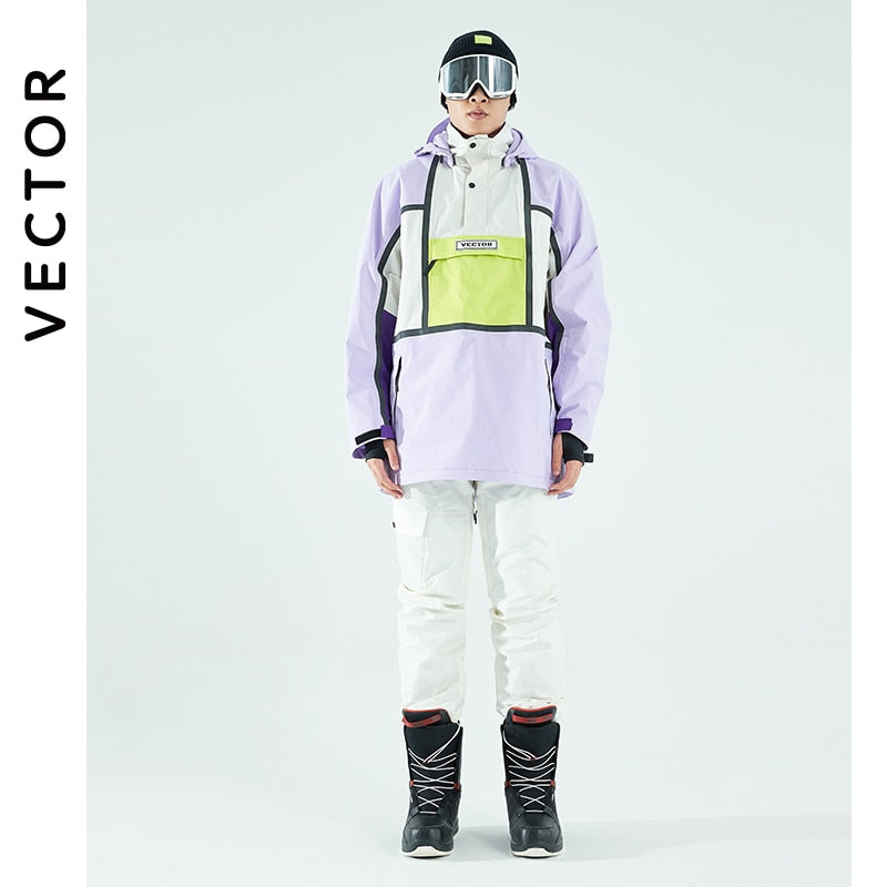 VECTOR Ski Wear Women&#39;s Hooded Sweater Reflective Trend Ski Wear Thickened Warmth and Waterproof Ski Equipment Ski Suit Women