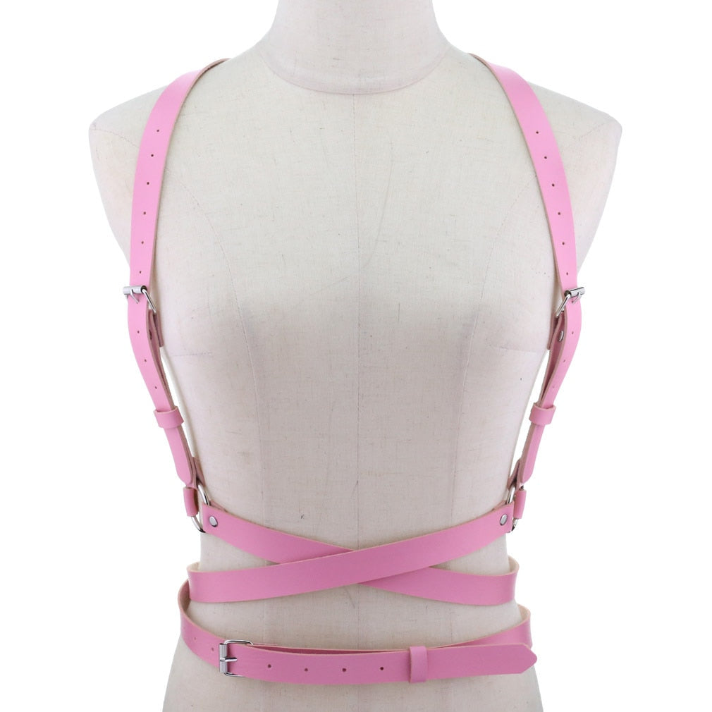 European and American  PU Corset Waist Belt Chest Strap Strap Personality Trend Body Harness Strap Sexy Sling Punk Gothic Belt