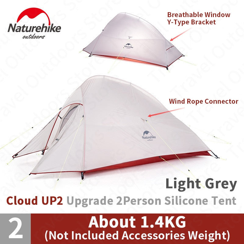 Naturehike Cloud Up Outdoor Camping Tent Ultralight 1 2 3 man 20D Silica Gel Single Double Persons Tent Hiking With Free Mat