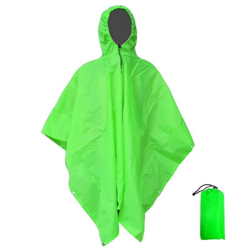 Portable Multifunctional 3 In 1 Rain Coat Hiking Camping Raincoat Poncho Mat Awning Durable Outdoor Activity Rain Gear Supplie