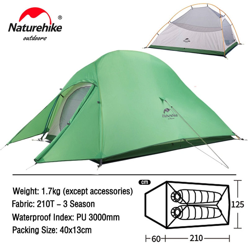 Naturehike Cloud Up 1 2 3 People Tent Ultralight 20D Camping Tent Waterproof Outdoor Hiking Travel Tent Backpacking Cycling Tent