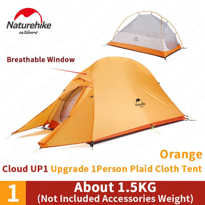 Naturehike Cloud Up Outdoor Camping Tent Ultralight 1 2 3 man 20D Silica Gel Single Double Persons Tent Hiking With Free Mat