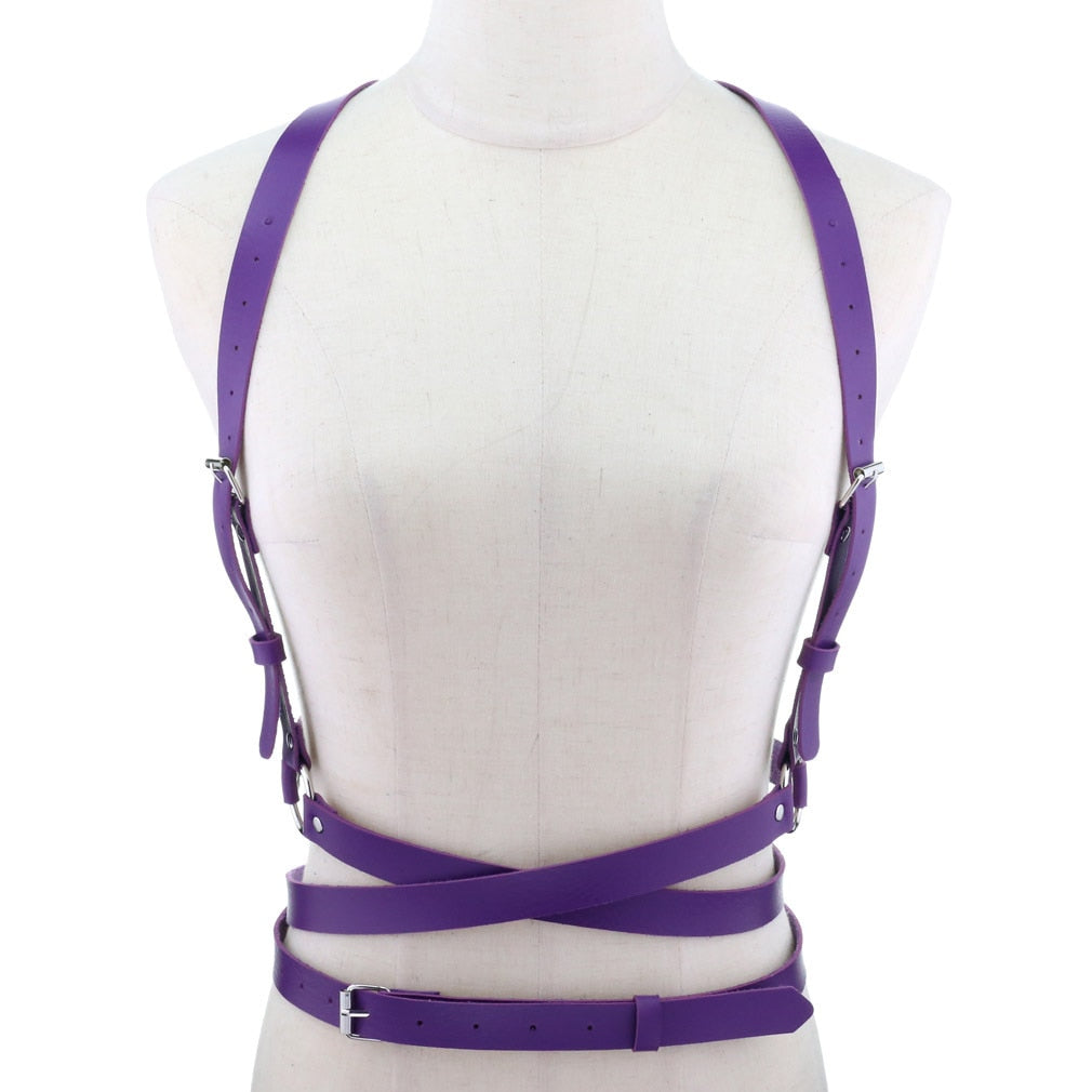 European and American  PU Corset Waist Belt Chest Strap Strap Personality Trend Body Harness Strap Sexy Sling Punk Gothic Belt