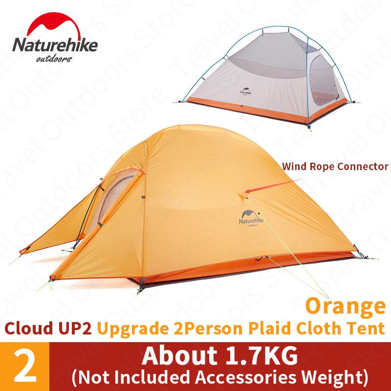 Naturehike Cloud Up Outdoor Camping Tent Ultralight 1 2 3 man 20D Silica Gel Single Double Persons Tent Hiking With Free Mat