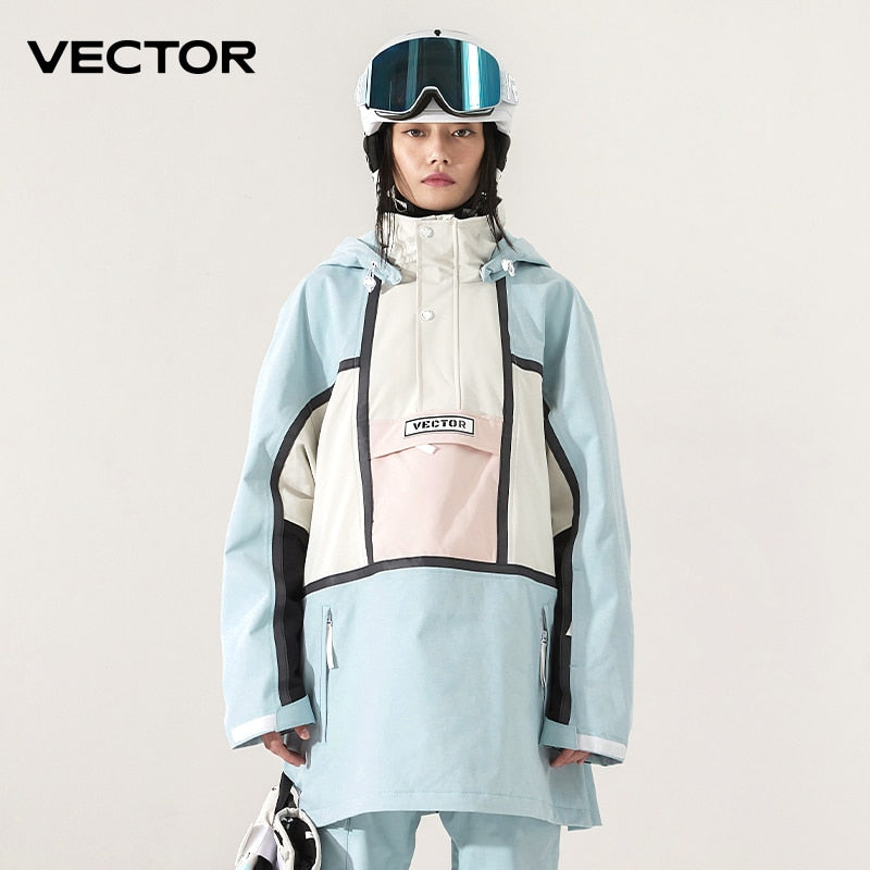 VECTOR Ski Wear Women&#39;s Hooded Sweater Reflective Trend Ski Wear Thickened Warmth and Waterproof Ski Equipment Ski Suit Women