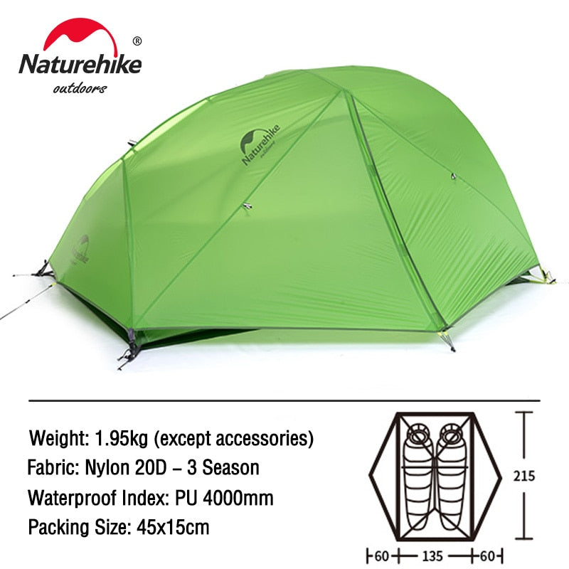 Naturehike Star River 2 Tent 2 Person Ultralight Waterproof Camping Tent Double Layer 4 Seasons Tent Outdoor Travel Hiking Tent