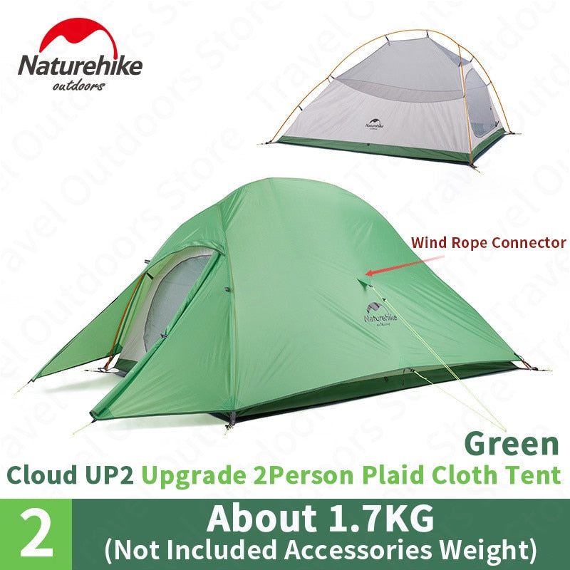 Naturehike Cloud Up Outdoor Camping Tent Ultralight 1 2 3 man 20D Silica Gel Single Double Persons Tent Hiking With Free Mat