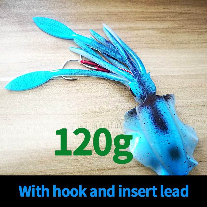 SUNMILE Fishing Soft Squid Lure 20g/60g/80g/100g/120g/150g Luminous/UV Squid Jig Fishing Lures For Sea Fishing Wobbler Bait