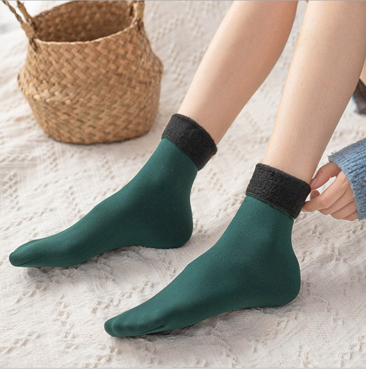 1Pairs Women Winter Warm Thicken Thermal Socks Soft Casual Solid Color Sock Wool Cashmere Home Snow Boots Floor Sock