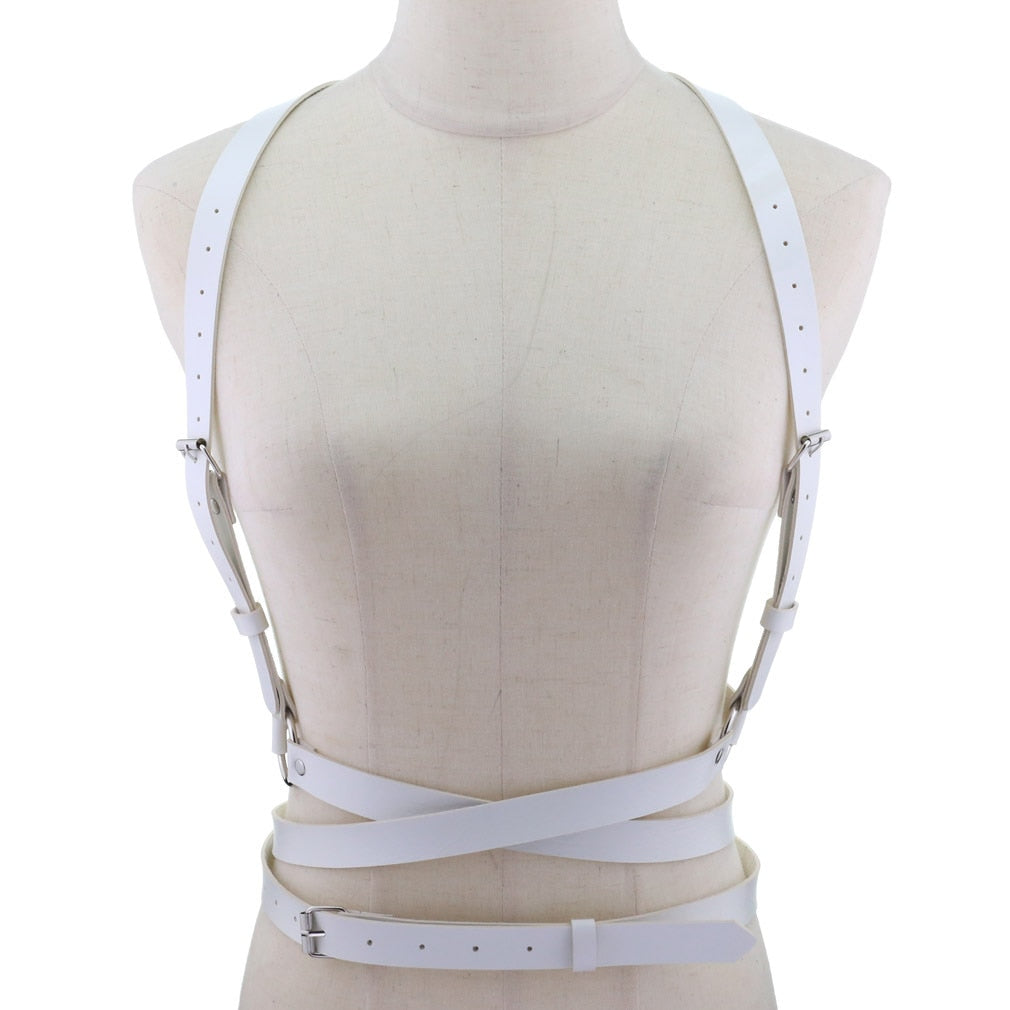 European and American  PU Corset Waist Belt Chest Strap Strap Personality Trend Body Harness Strap Sexy Sling Punk Gothic Belt