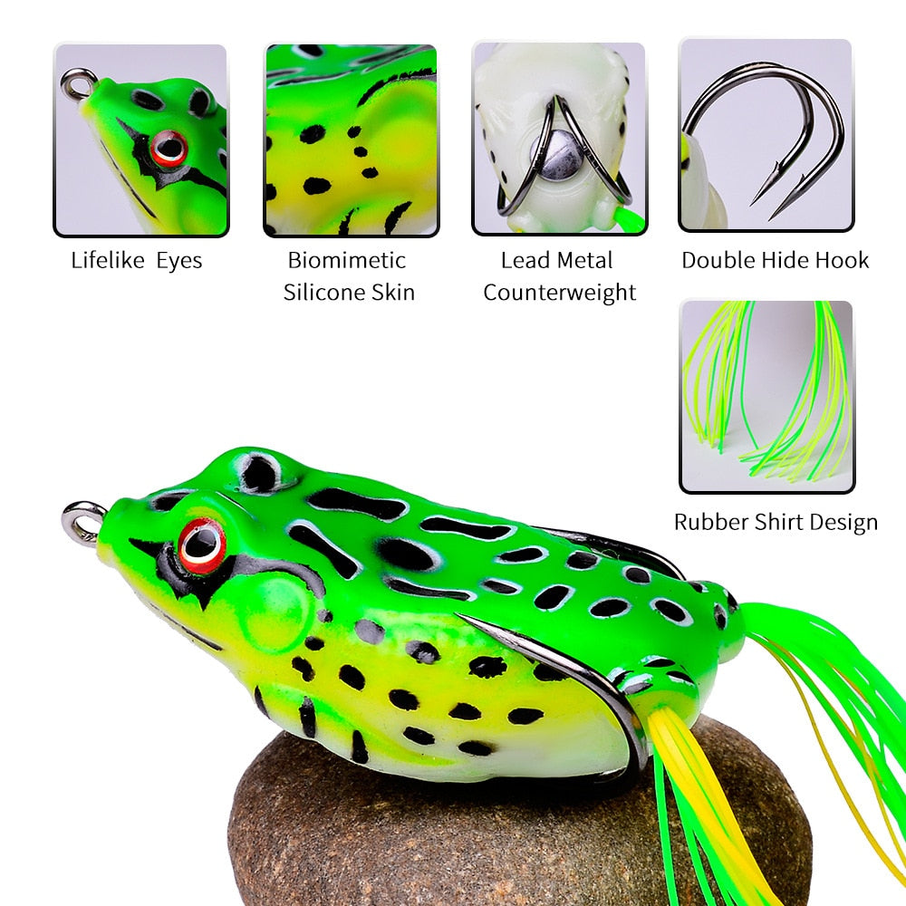 1 Pcs 5G 8G 13G 15G Frog Lure Soft Tube Bait Plastic Fishing Lure with Fishing Hooks Topwater Ray Frog Artificial 3D Eyes