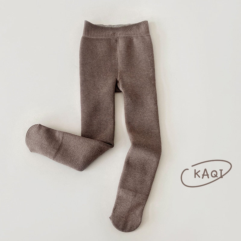 MILANCEL Winter New Kids Pants Solid Girls Tights Fur Lining Pantyhose Girl Skinny Leggings