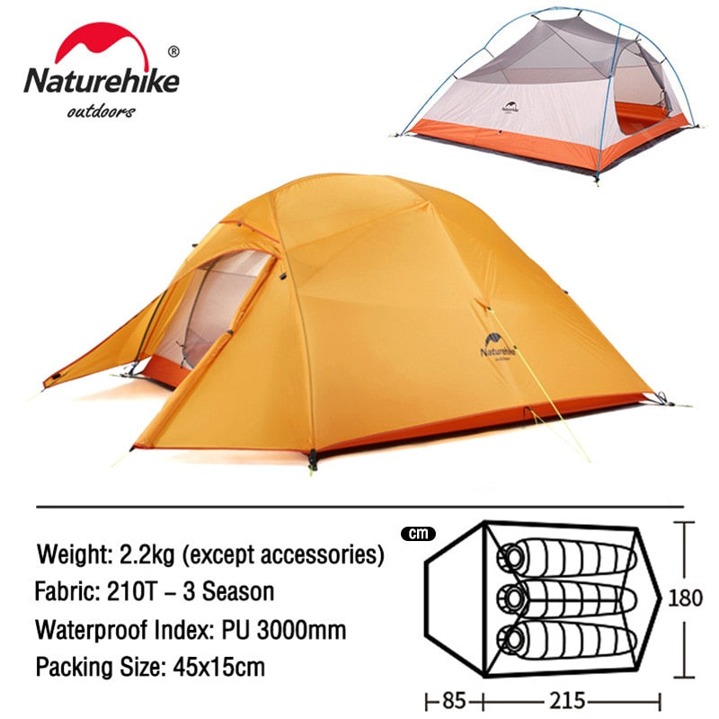 Naturehike Cloud Up 1 2 3 People Tent Ultralight 20D Camping Tent Waterproof Outdoor Hiking Travel Tent Backpacking Cycling Tent