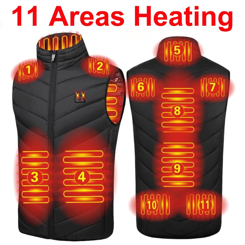 13/11 Areas Heated Vest Men Jacket Heated Winter Womens Electric Usb Heater Tactical Jacket Man Thermal Vest Body Warmer Coat6XL