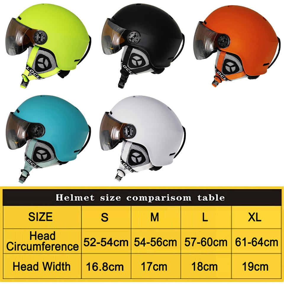 LOCLE Upgrade Skiing Helmet Men Women Children Ultralight Snowboard Skateboard Motorcycle Snowmobile Ski Helmet Visor Goggles